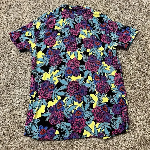 Empyre Button Up Collar Shirt Pocket Floral Skater Eclectic Grandpa Party Loose - Picture 9 of 10